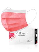 Маска SAFETY 3-х слойная, мелтблаун, красная, 50 шт. в коробке
