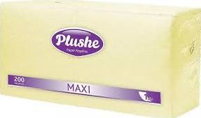 Салфетки Plushe Maxi 200, 1 сл., бел/пастель, сплошное, 7 в уп, желтый