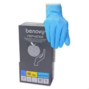 Перчатки нитриловые BENOVY Nitrile PC, голубые, L, 50 пар в упаковке