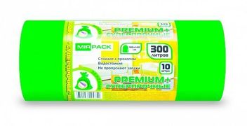 PREMIUM+ 300 литров, в рулоне 10 штук, ПВД, 70 мкм, размер 100х140 см, зеленые